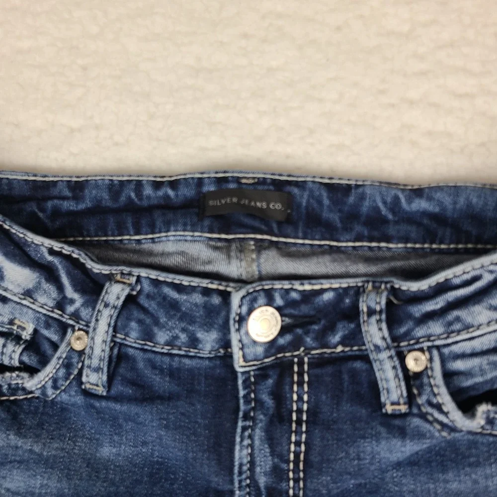 Silver Jeans Womens 28x29 Blue Elyse Skinny Distress Dark Wash Denim